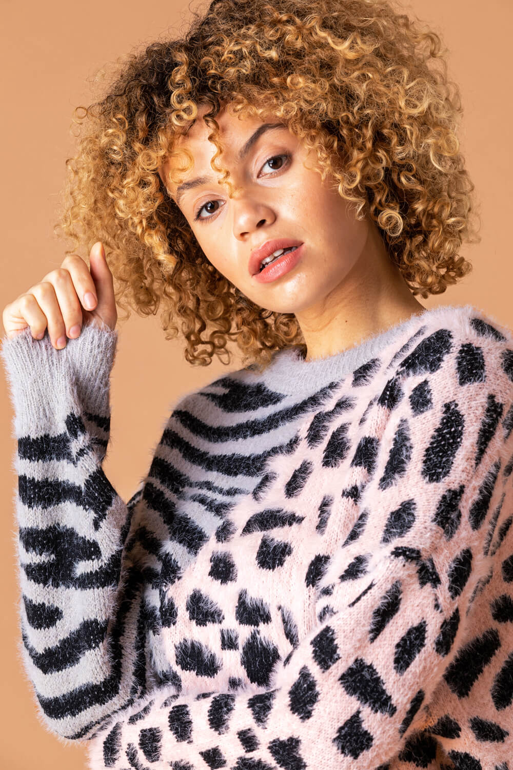  Animal Print Two Tone Jumper, Image 4 of 4