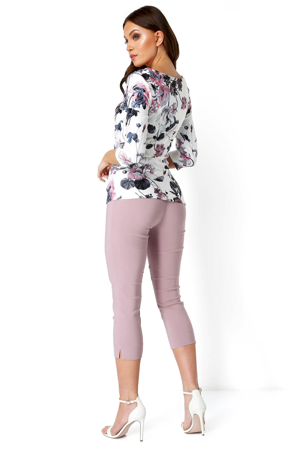 PINK Floral Cowl Neck Top, Image 3 of 4