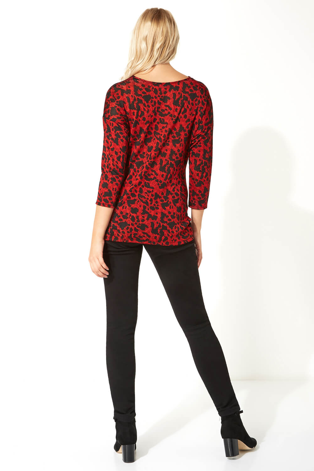 Red Animal Print Twist Front Top, Image 3 of 5