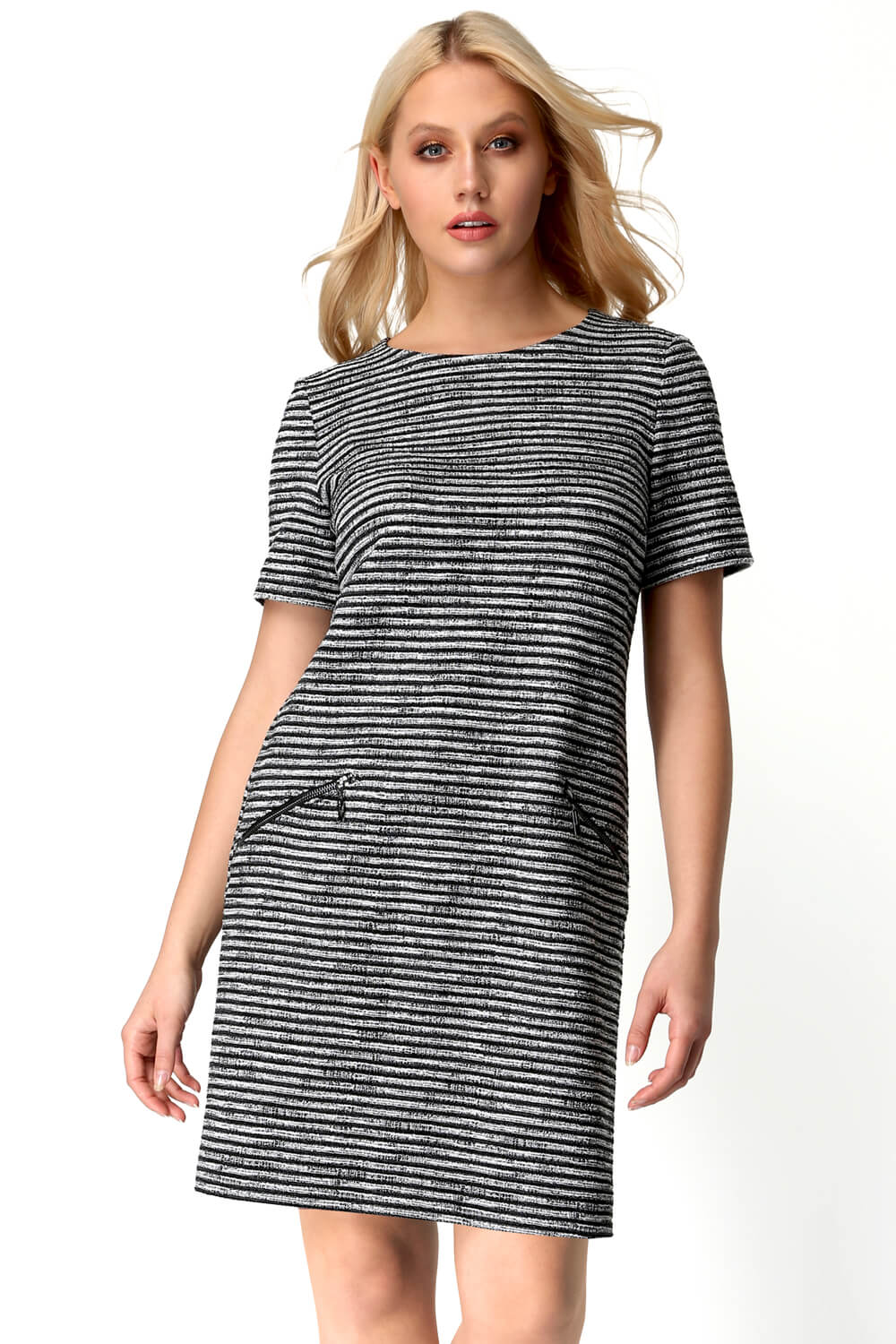 Striped Zip Pocket Detail Dress