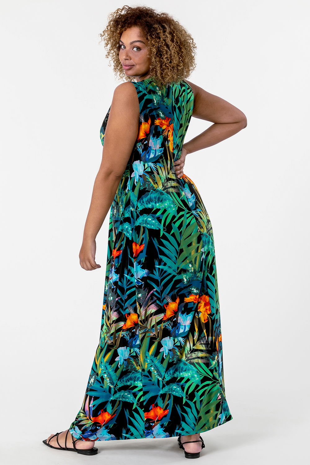 ORANGE Curve Tropical Twist Waist Maxi Dress, Image 2 of 4