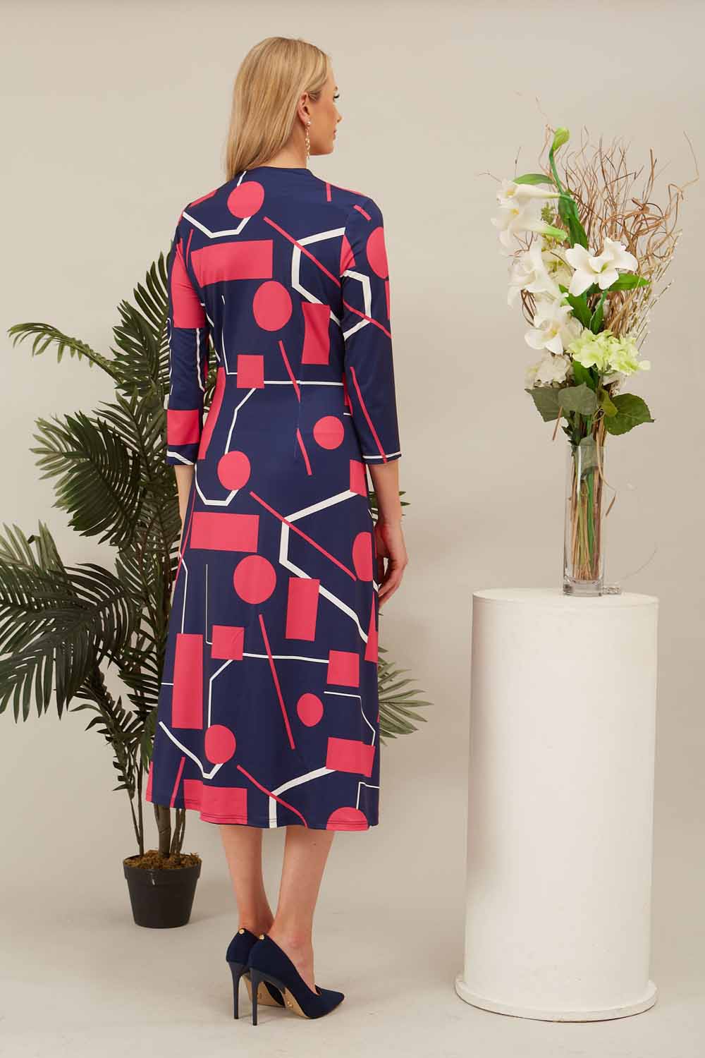 CERISE Julianna Stretch Jersey Geometric Dress, Image 2 of 3