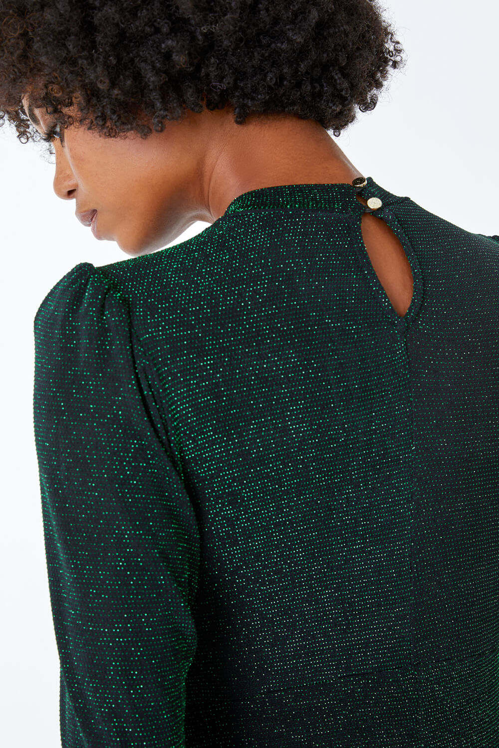 Green Glitter Keyhole Midi Dress, Image 5 of 5