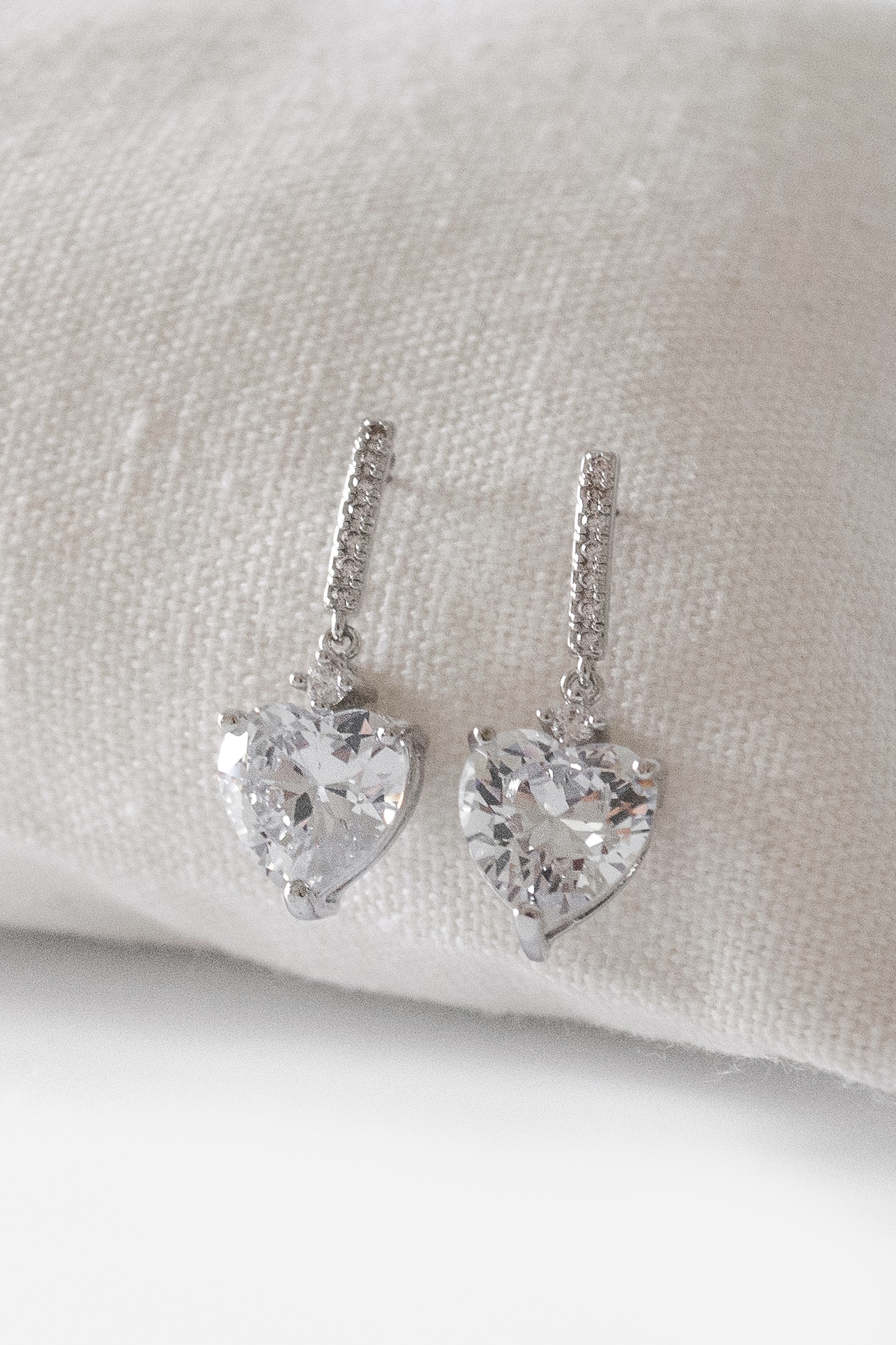 Diamante Heart Drop Earrings 
