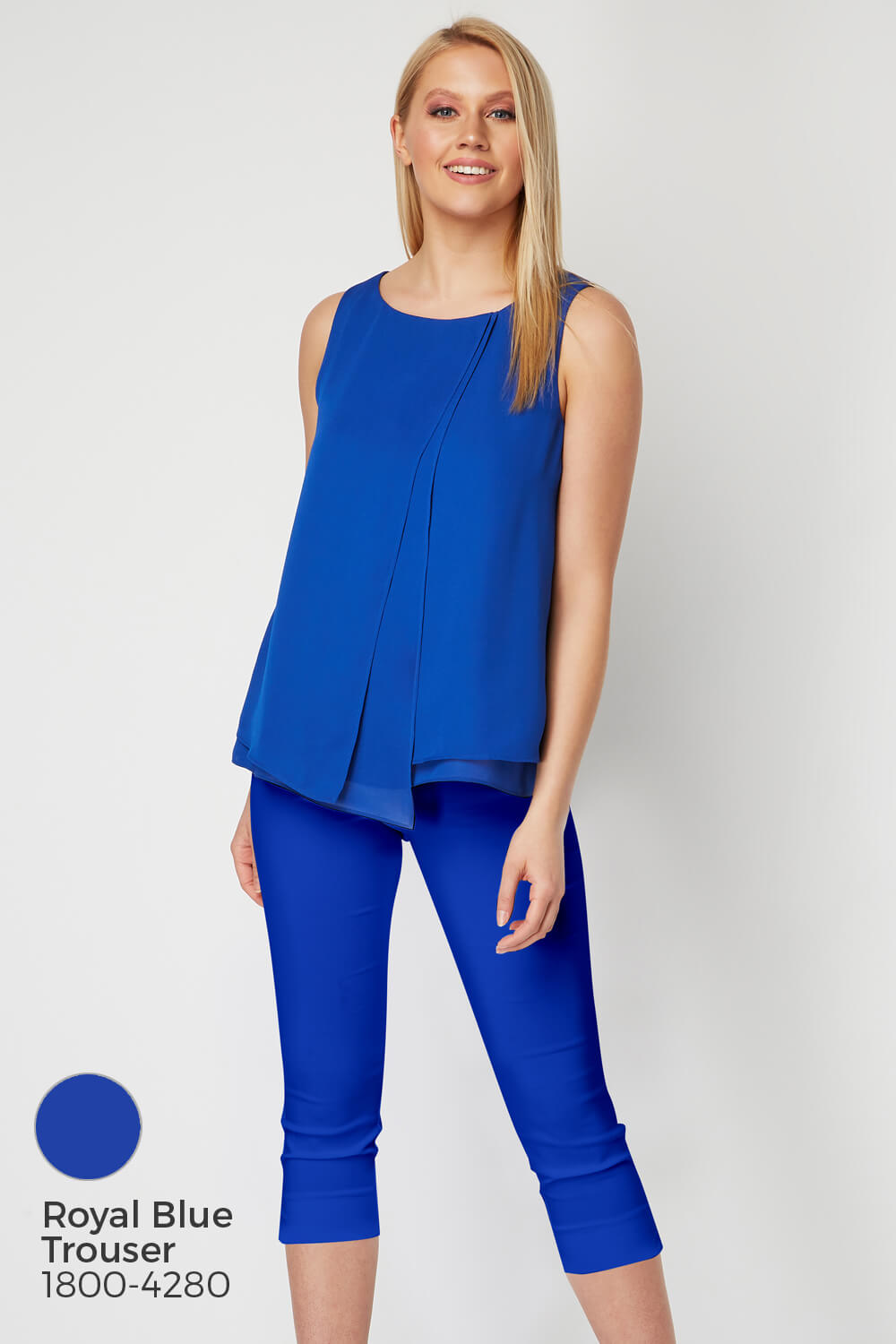 Royal Blue Double Layer Chiffon Top, Image 6 of 8