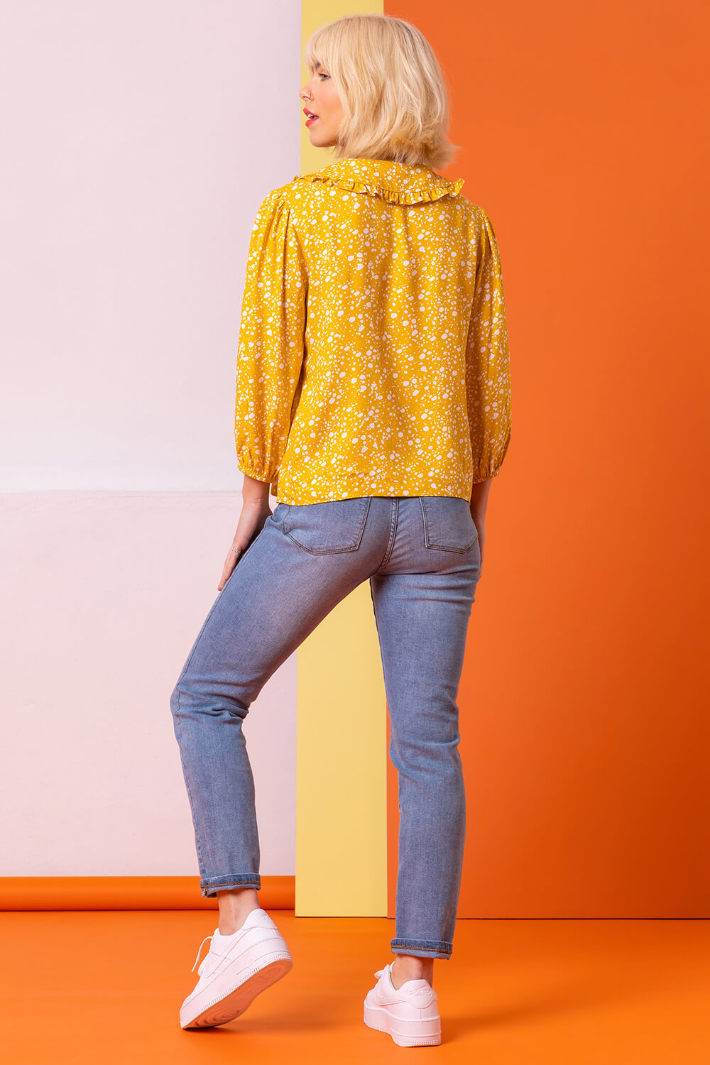 Amber Spot Print Tie Neck Blouse, Image 2 of 4