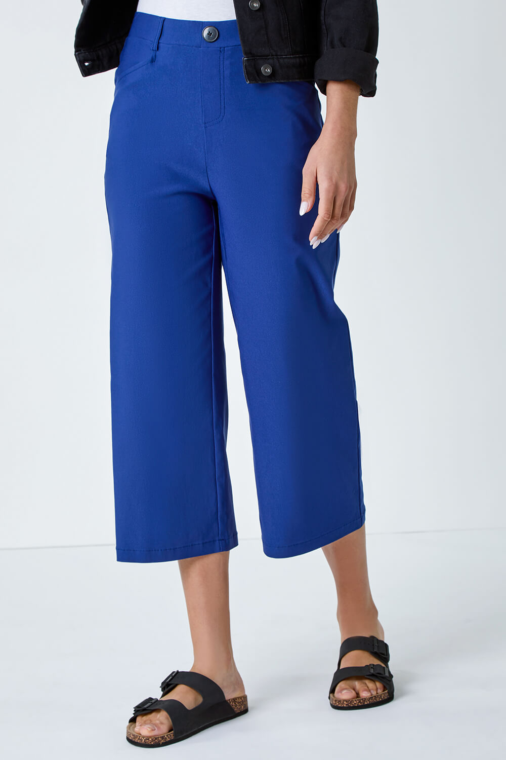 Midnight Blue Cropped Stretch Culotte, Image 4 of 5