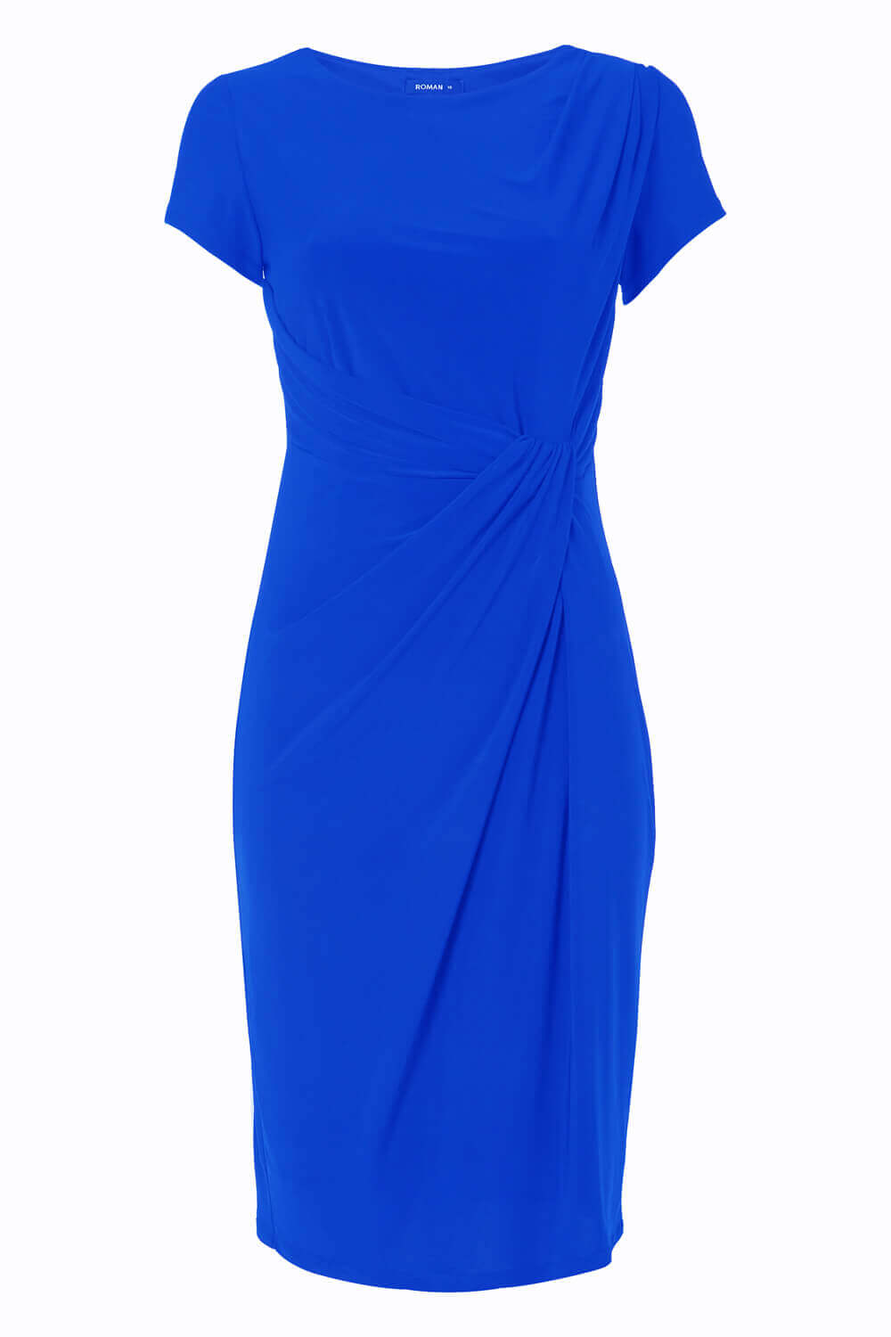 Short Sleeve Twist Waist Dress in Royal Blue - Roman Originals UK