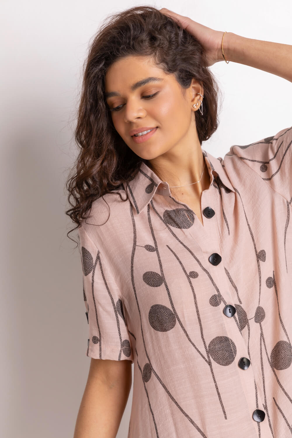 PINK Spot Print Button Through Shirt, Image 4 of 4