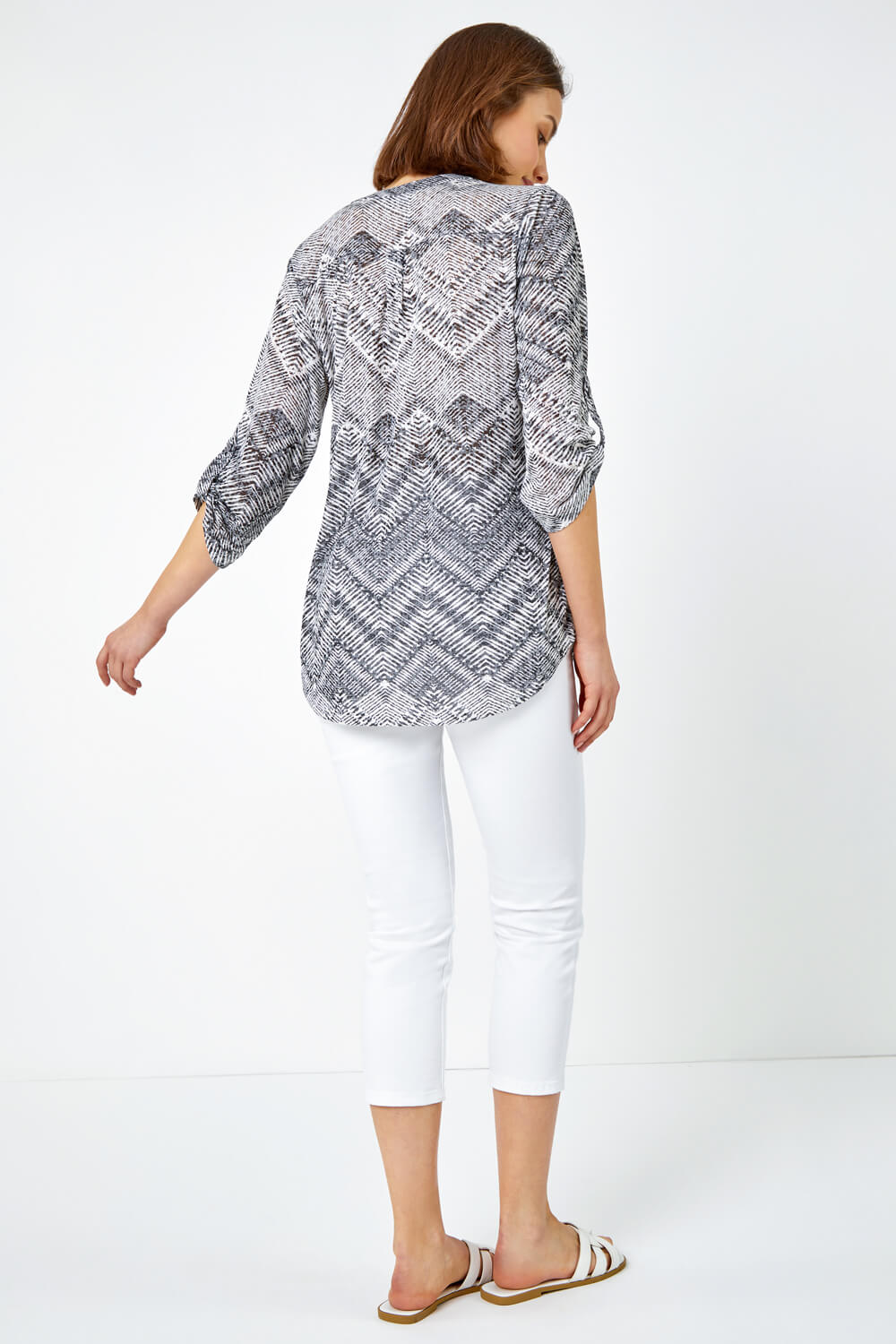Black Textured Aztec Print Relaxed Shirt, Image 3 of 5