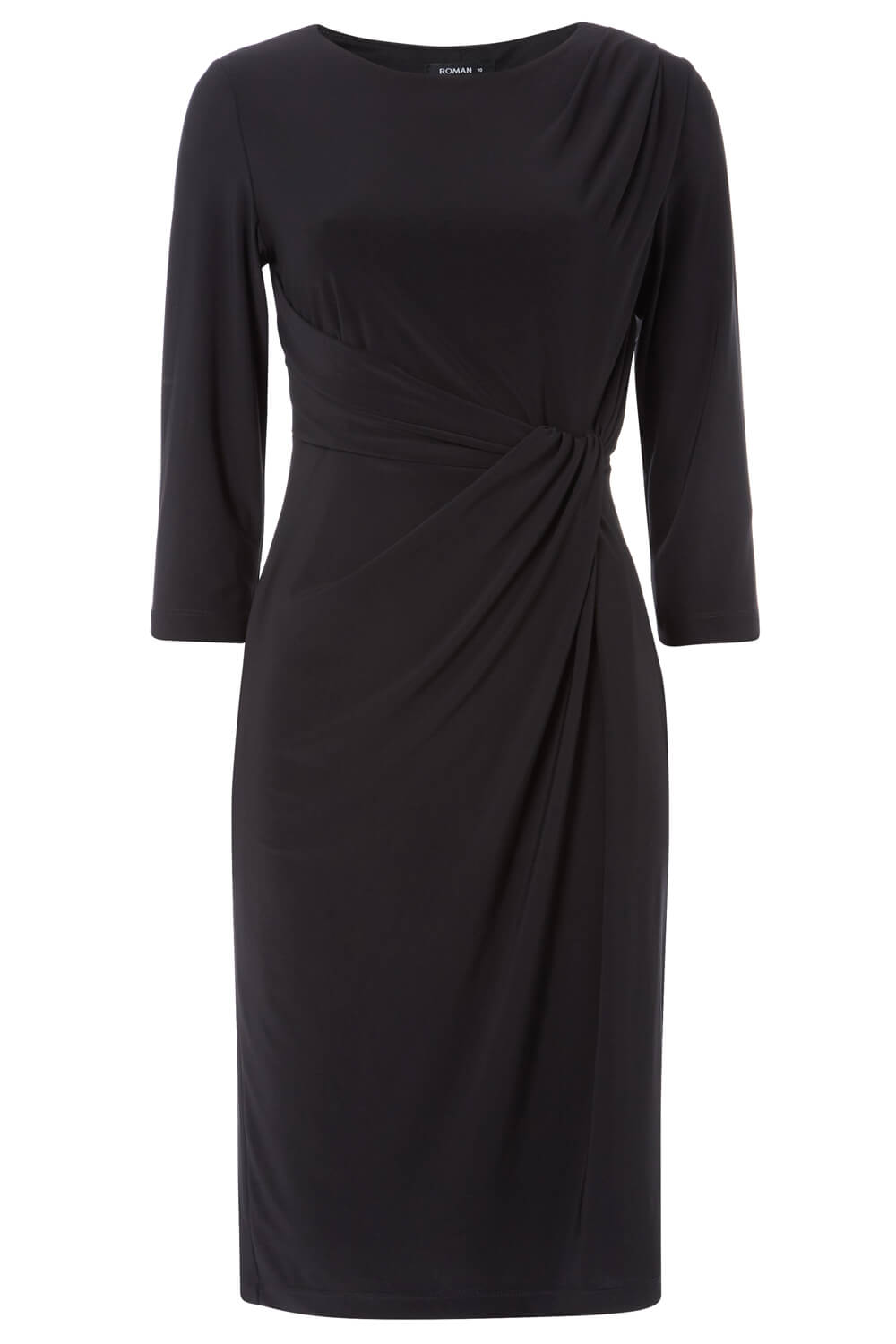 Black 3/4 Sleeve Twist Waist Dress, Image 5 of 5