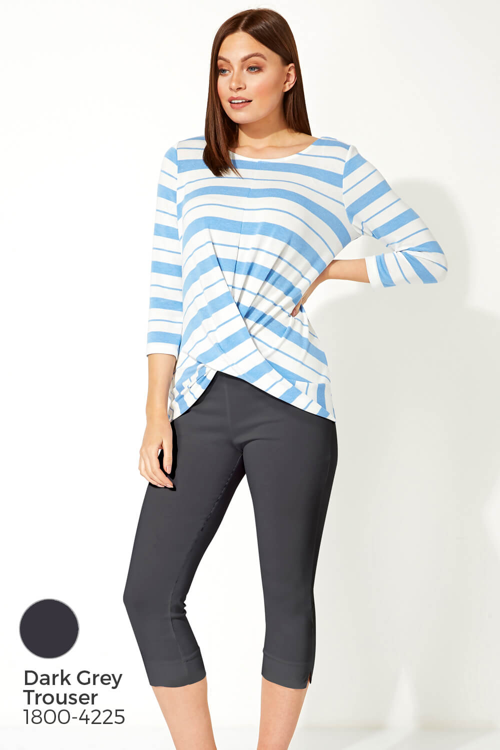 Blue Abstract Stripe Twist Front Top, Image 6 of 7