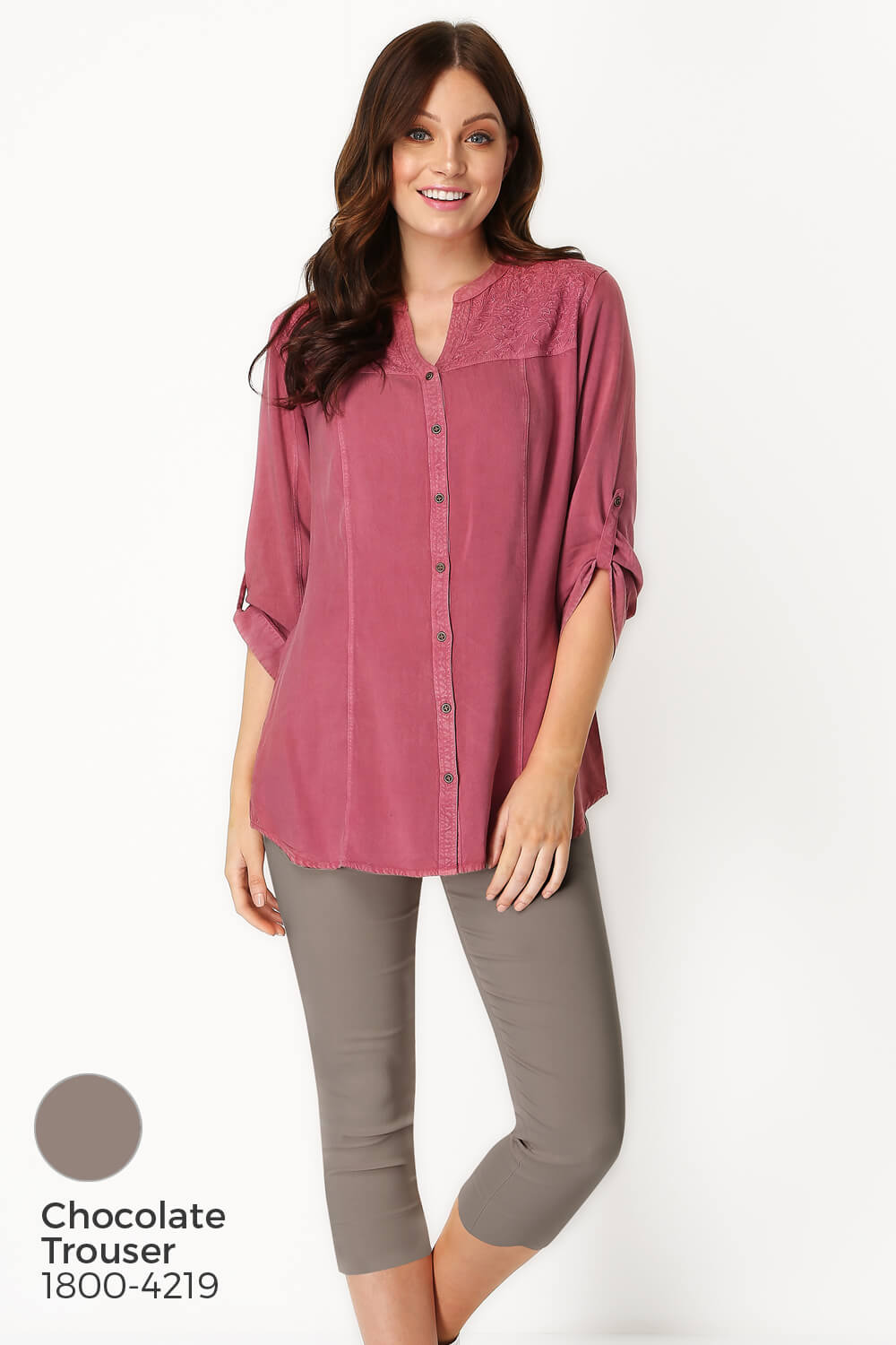 PINK Embroidered Button Through Blouse , Image 9 of 9