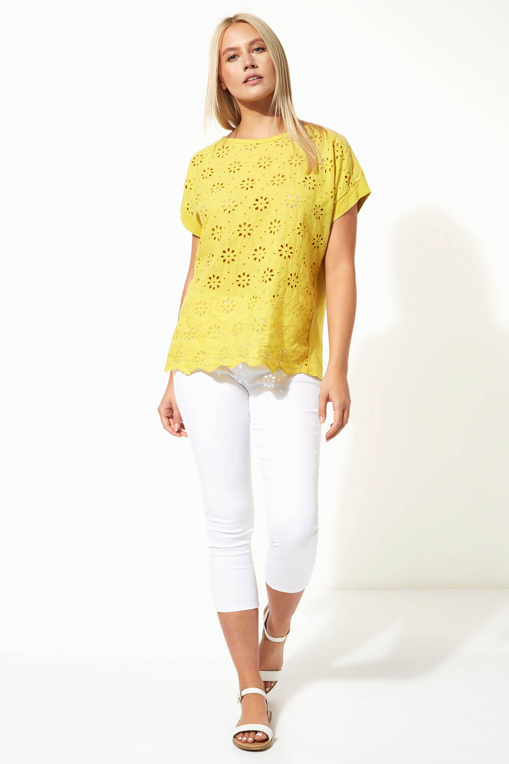 Yellow Broderie and Sequin Top, Image 2 of 6