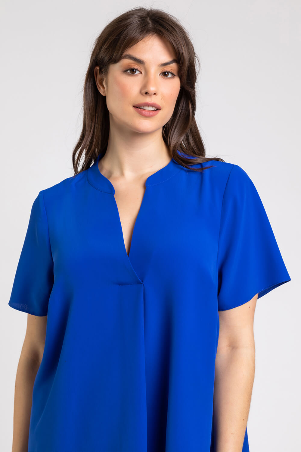 Royal Blue  Curve Pleat Detail Tunic Top, Image 4 of 4