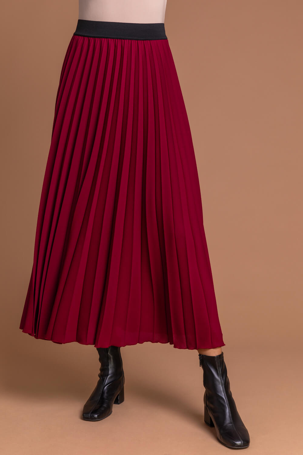 Roman Women's Pleated Maxi Skirt|Size: 10|red