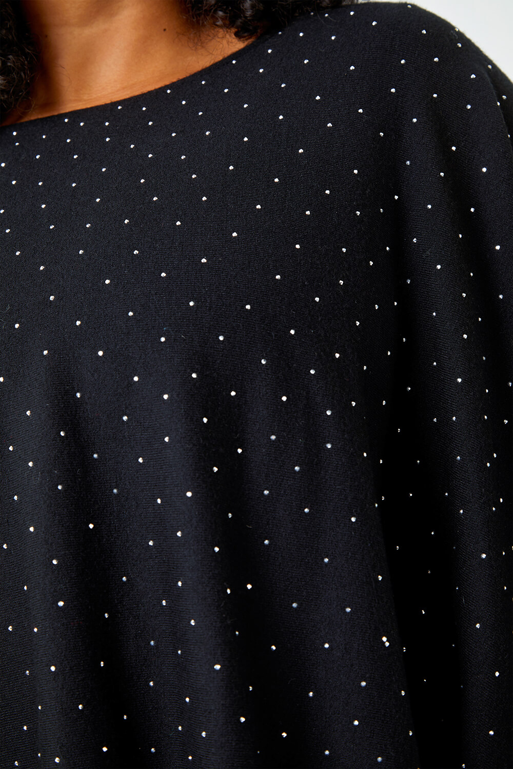 Black Curve One Size Sparkle Embellished Poncho, Image 5 of 5