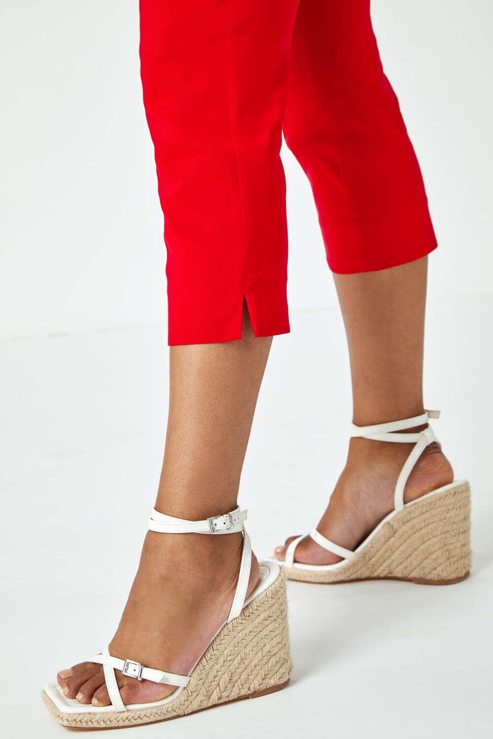 Red Petite Cropped Stretch Trouser, Image 5 of 5