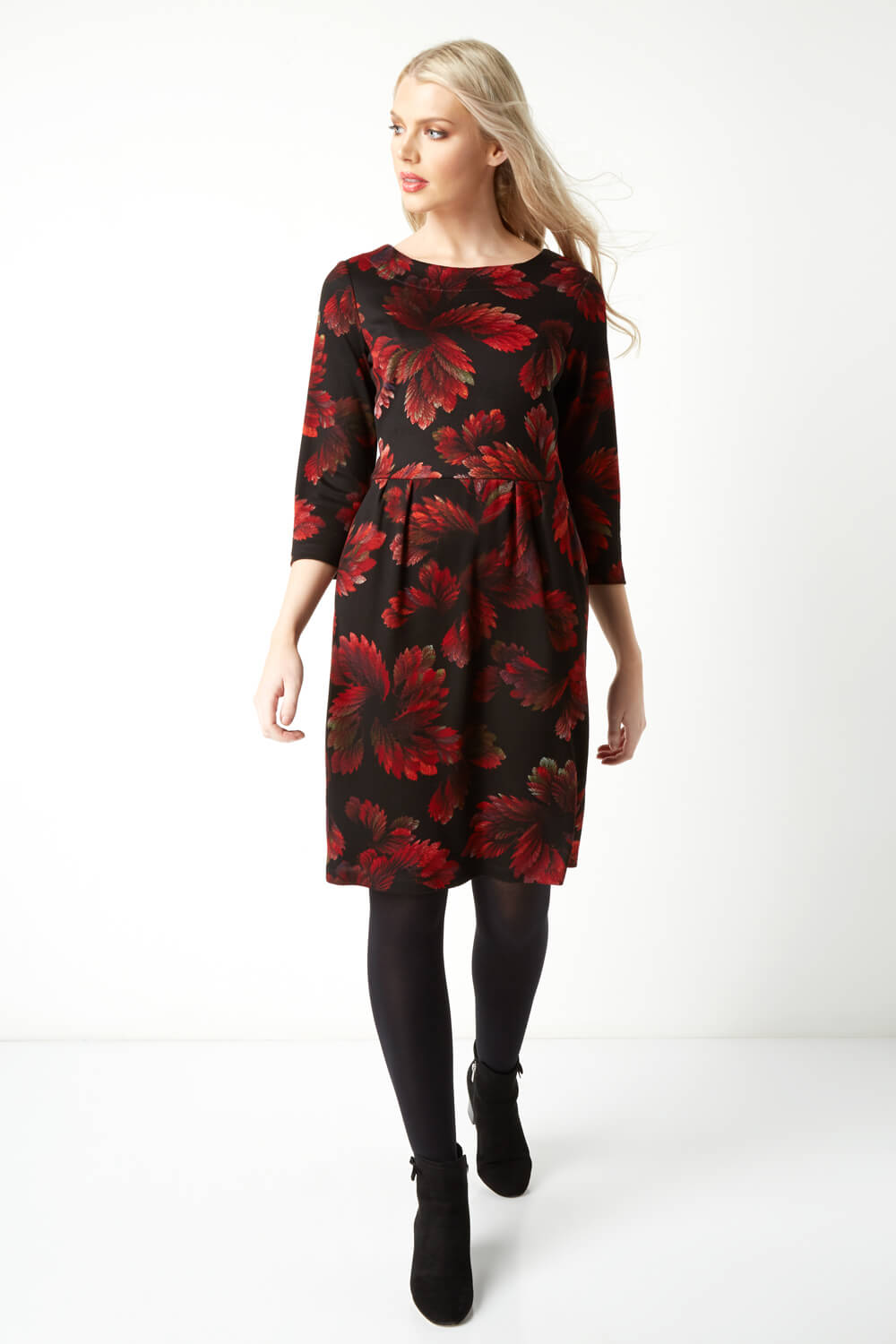 Red Floral Dress with Pockets, Image 2 of 5