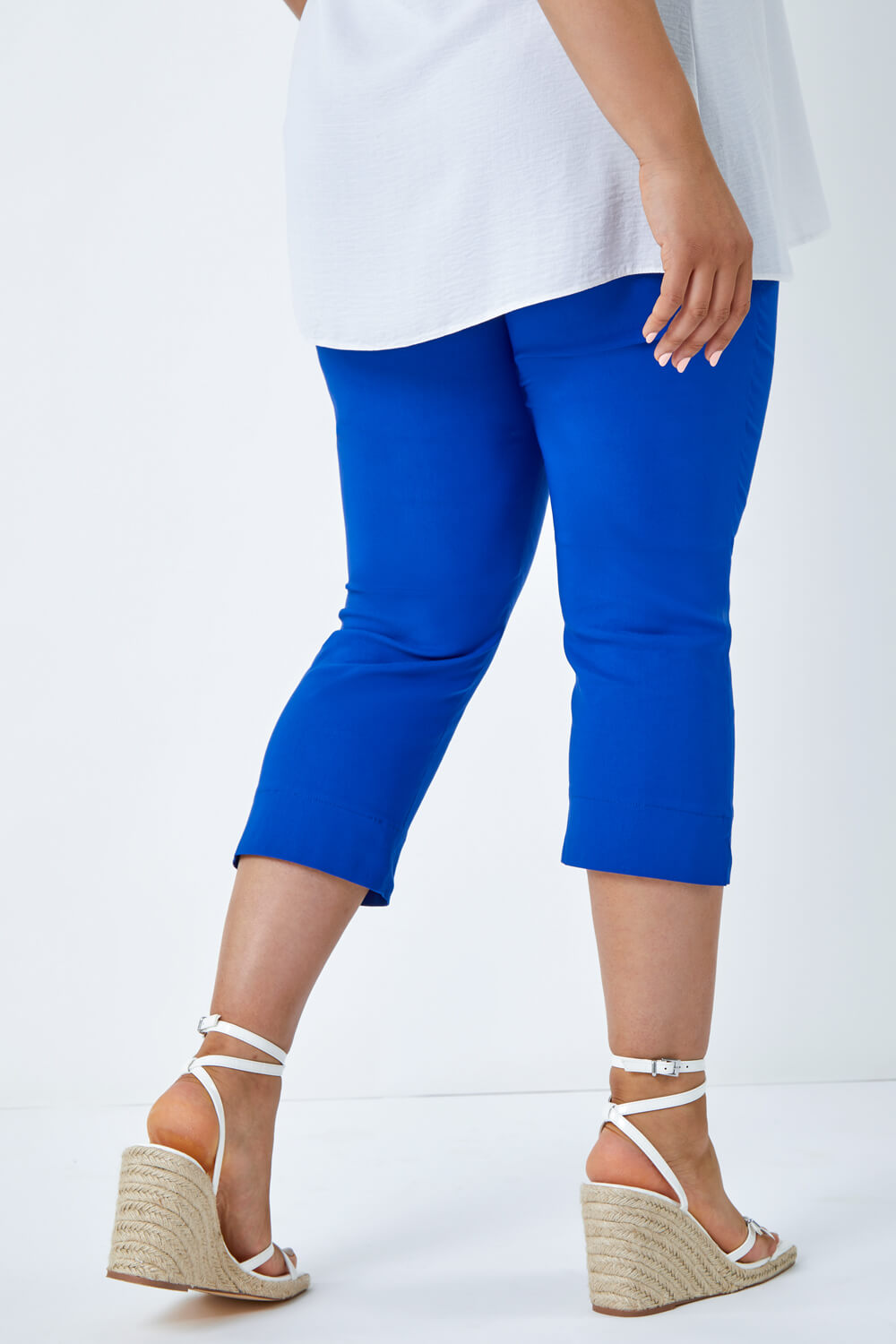 Royal Blue Curve Cropped Stretch Trouser, Image 2 of 5
