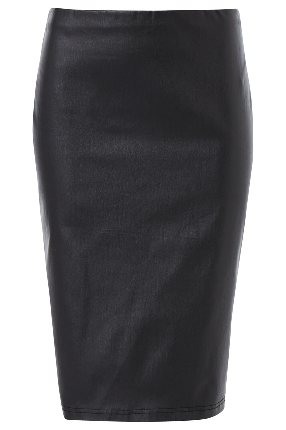 Faux Leather Pull On Pencil Skirt in Pewter - Roman Originals UK