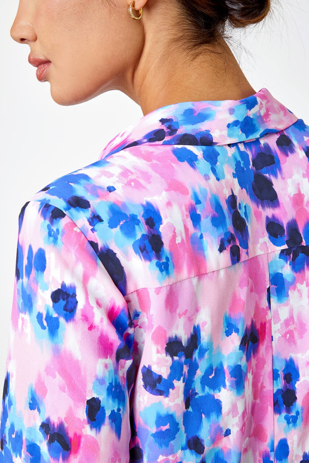 PINK Abstract Print Dropped Hem Blouse, Image 5 of 5