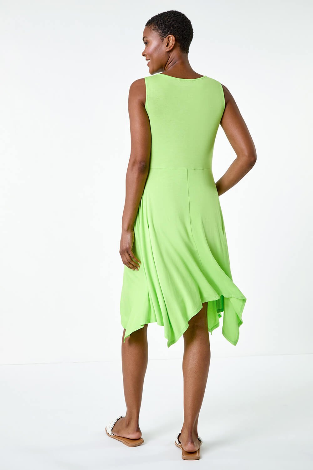 Lime Twist Front Hanky Hem Stretch Dress, Image 3 of 5