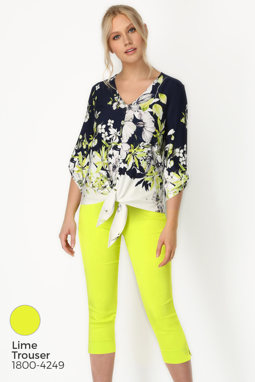 Lime Border Print Tie Top, Image 5 of 7