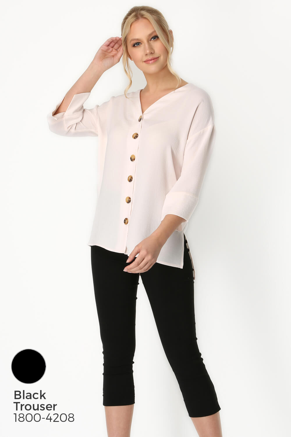 PINK Button Detail Blouse, Image 5 of 8