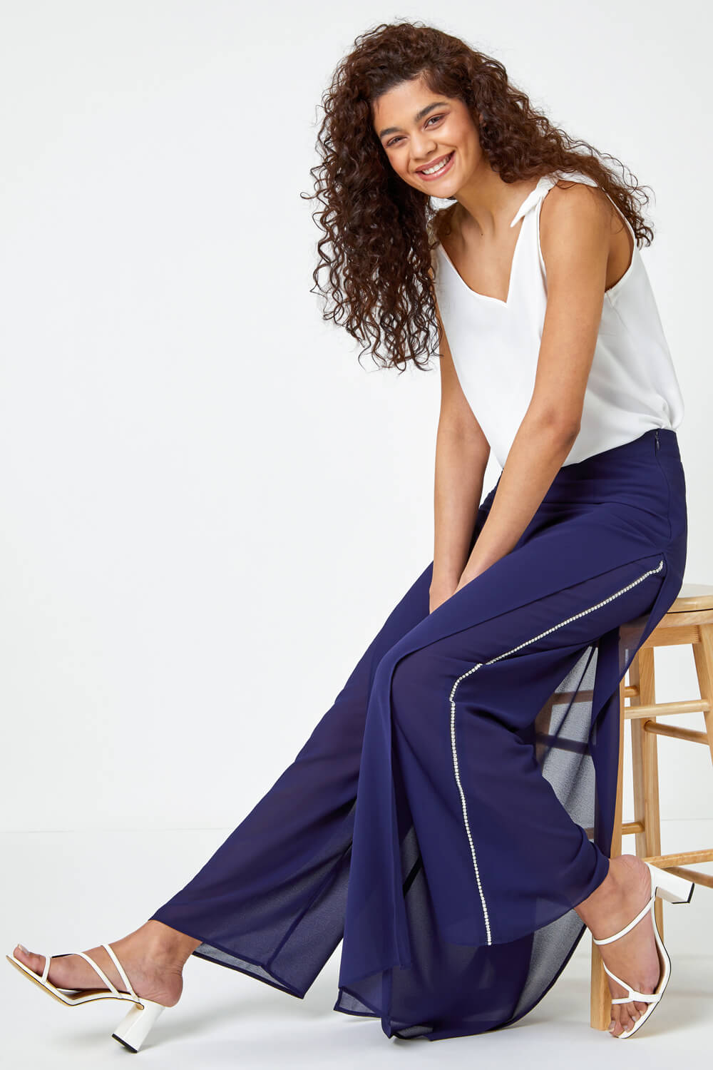 UO Side Split Crepe Flare Trousers  Urban Outfitters UK