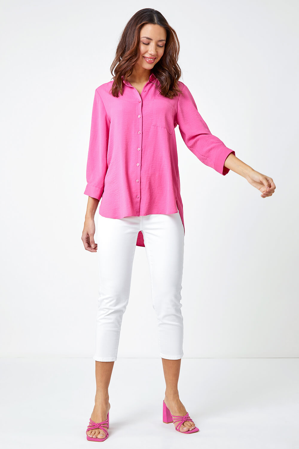 PINK Relaxed Longline Shirt, Image 2 of 5