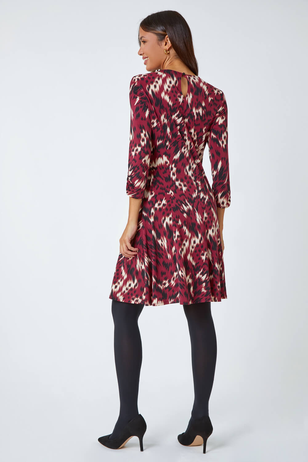 Port Abstract Ruched Stretch Jersey Dress, Image 3 of 5