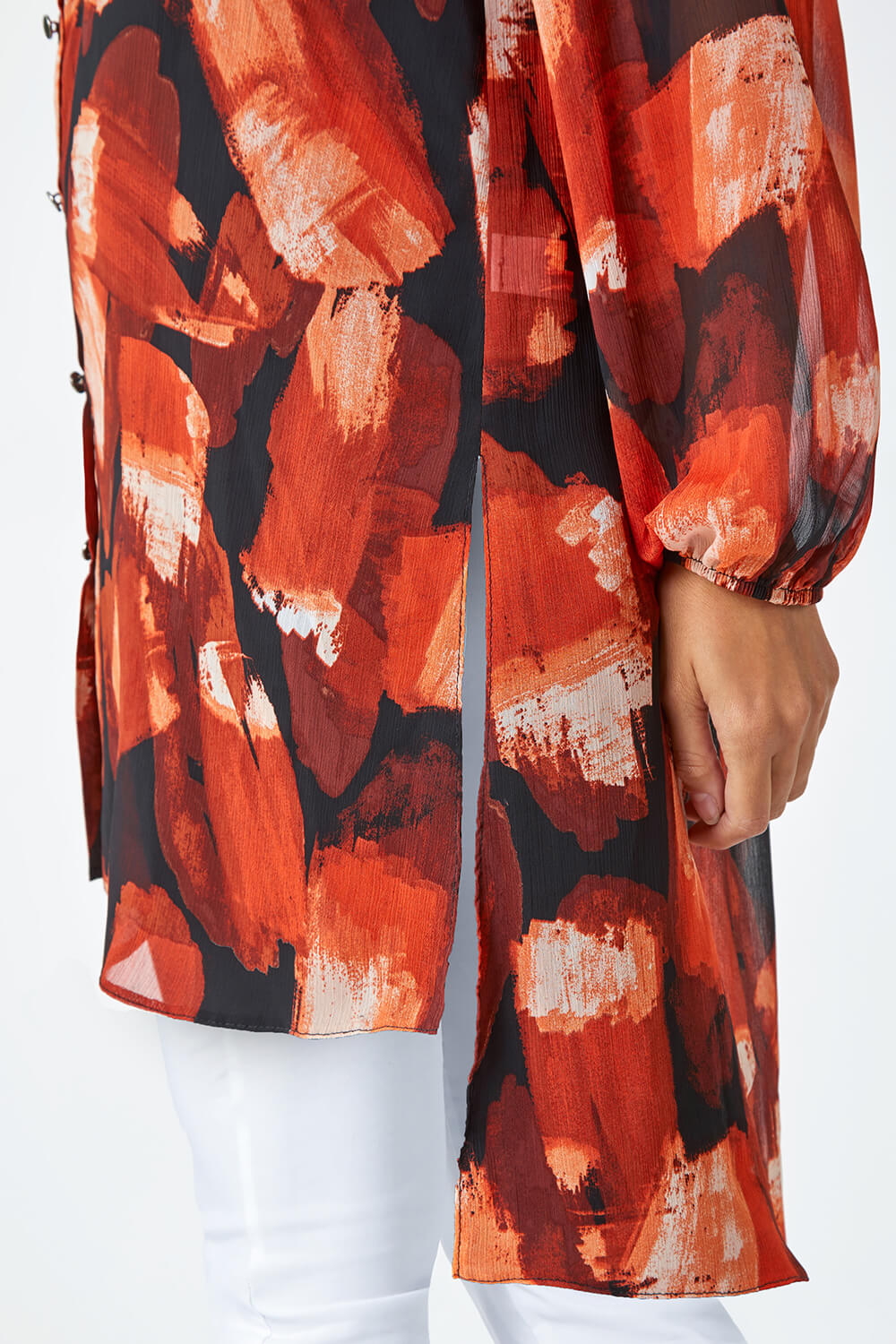 Rust Abstract Print Longline Blouse, Image 5 of 5