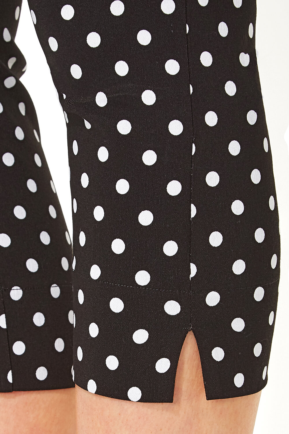 Black Spot Cropped Stretch Trousers, Image 4 of 5
