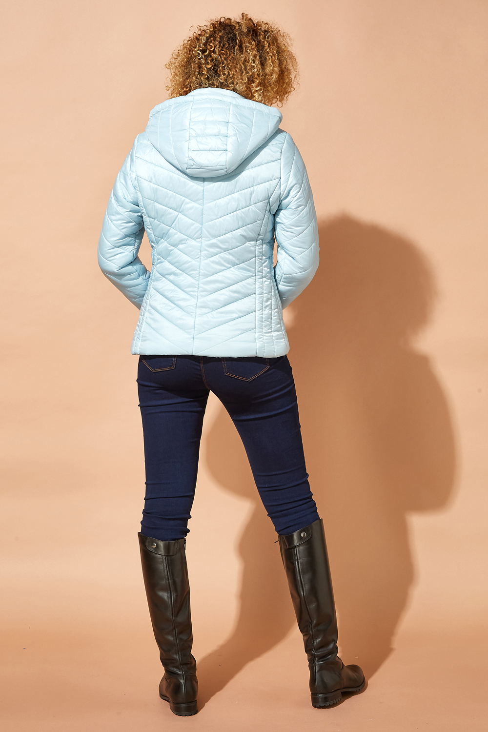 Blue Hooded Zip Through Padded Coat, Image 3 of 4