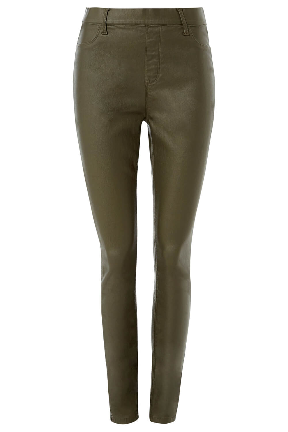 KHAKI Faux Leather Trousers, Image 5 of 5