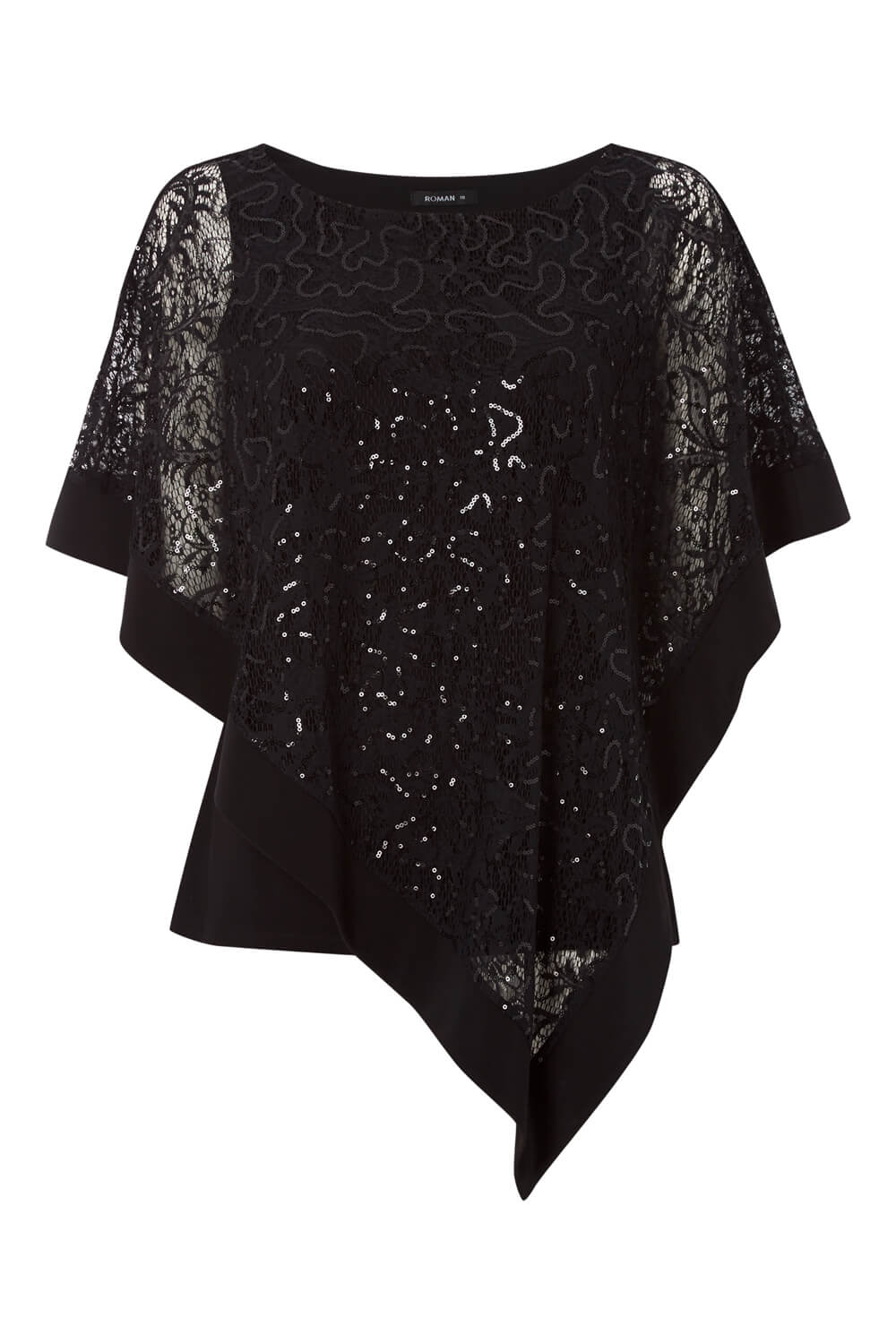 Black Lace Sequin Overlay Top, Image 4 of 4