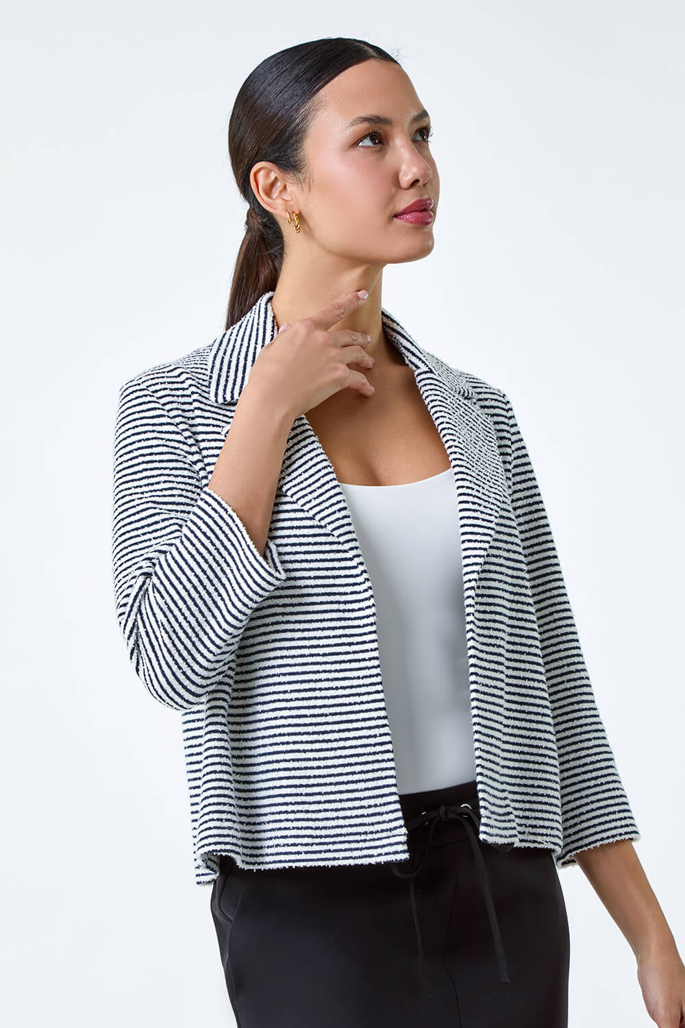 Striped cotton blend jacket