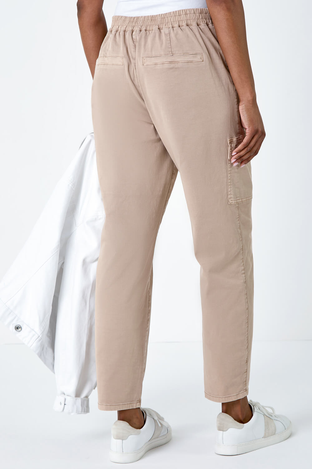 Natural  Casual Cargo Stretch Trousers, Image 3 of 5