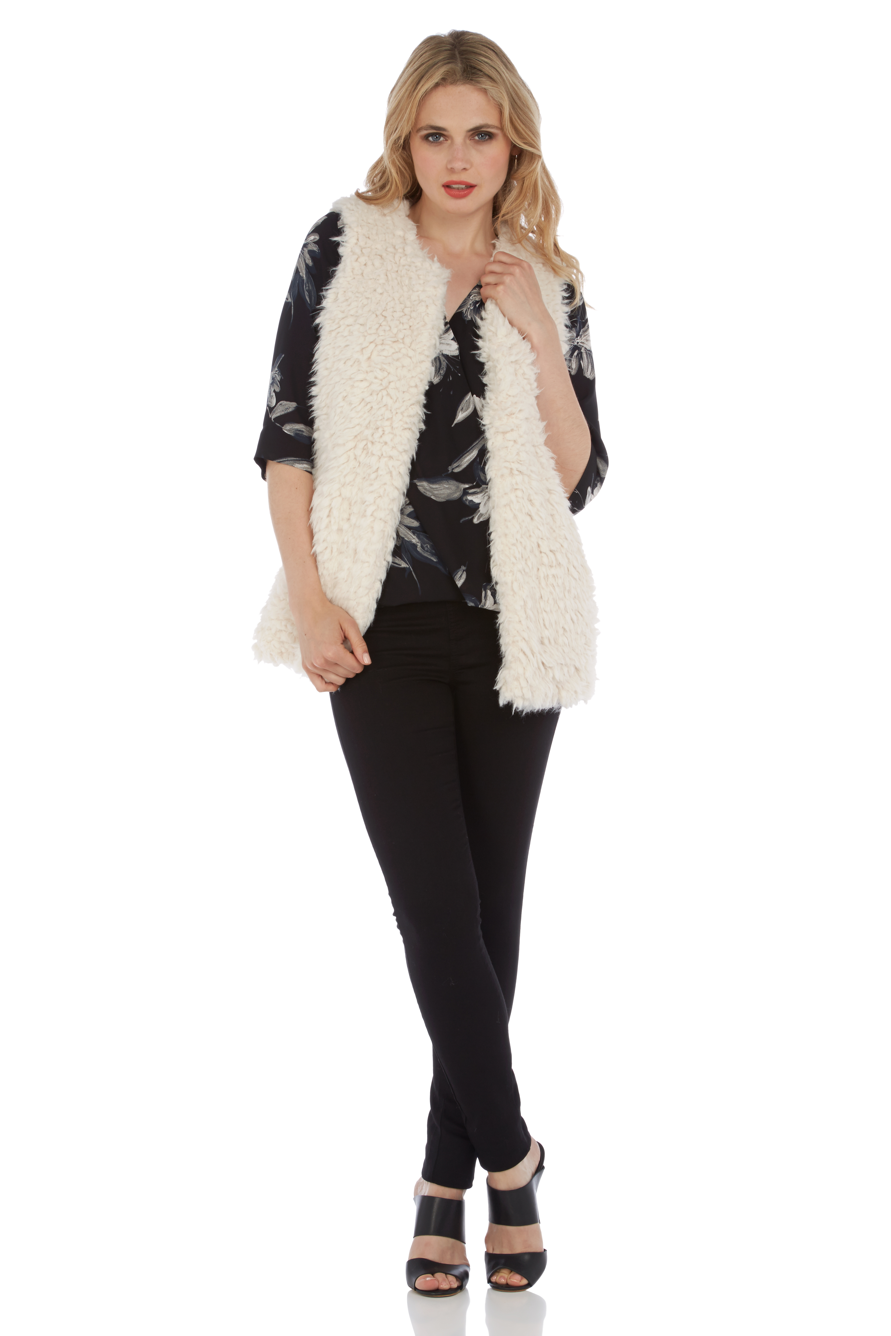 Soft Faux Fur Gilet in Ivory Roman Originals UK