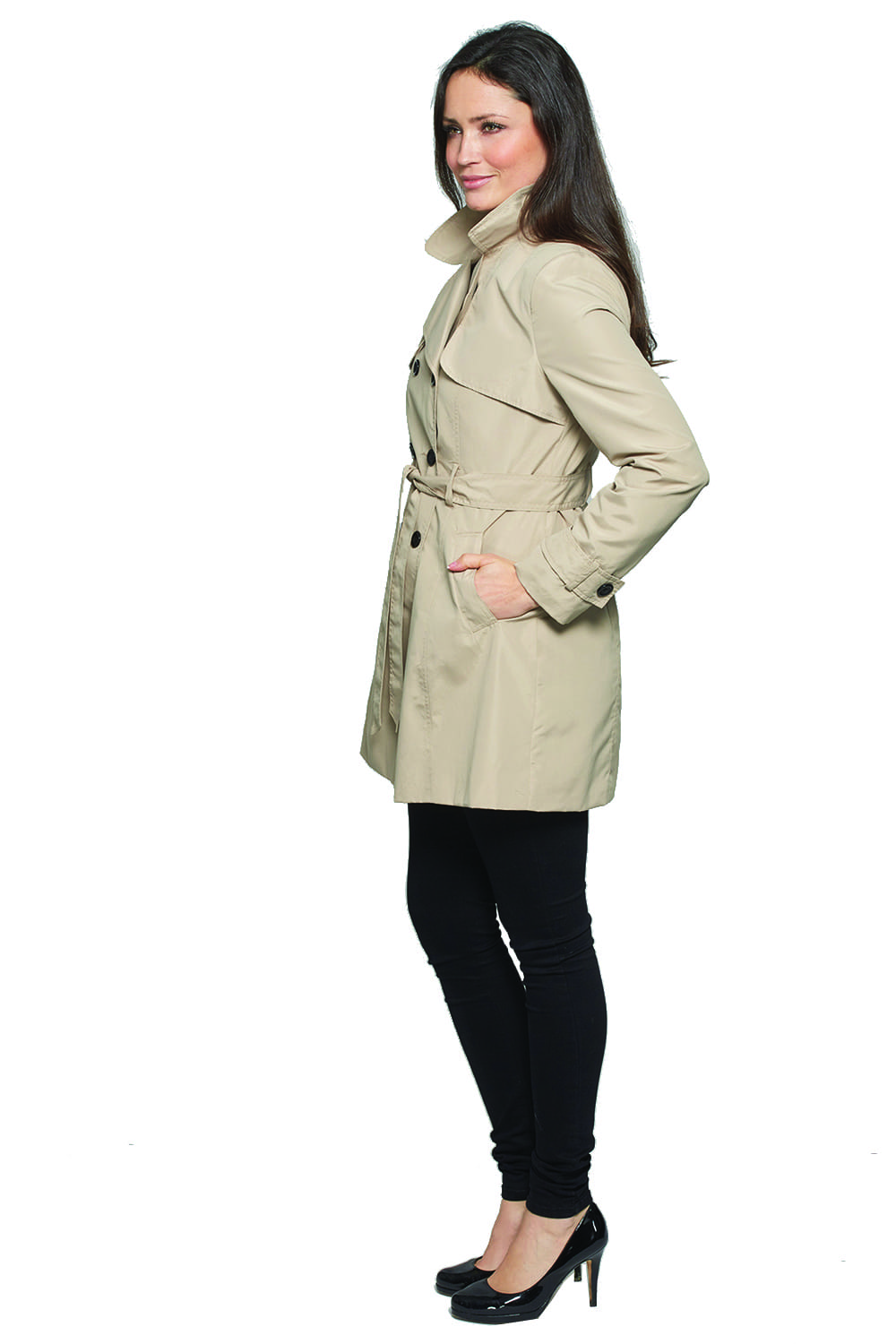 David Barry Lightweight Belted Ladies Trench Coat in Stone Roman Originals UK David Barry Lightweight Belted Ladies Trench Coat in Stone Roman Originals UK