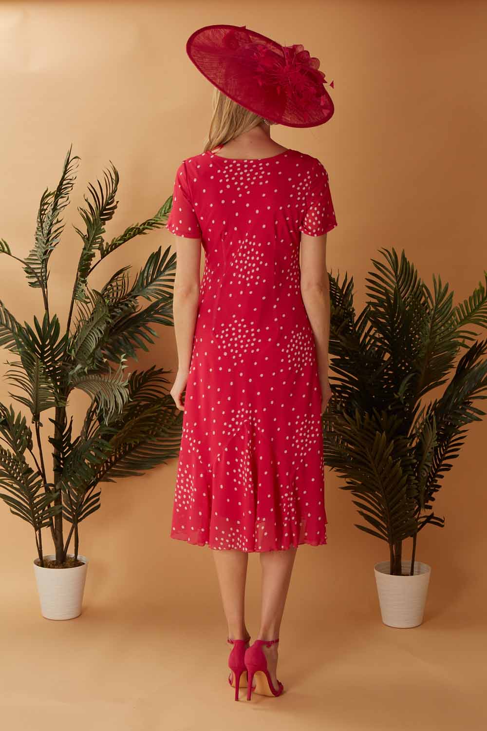 MAGENTA Julianna Chiffon Scatter Spot Print Bias Cut Dress, Image 2 of 3