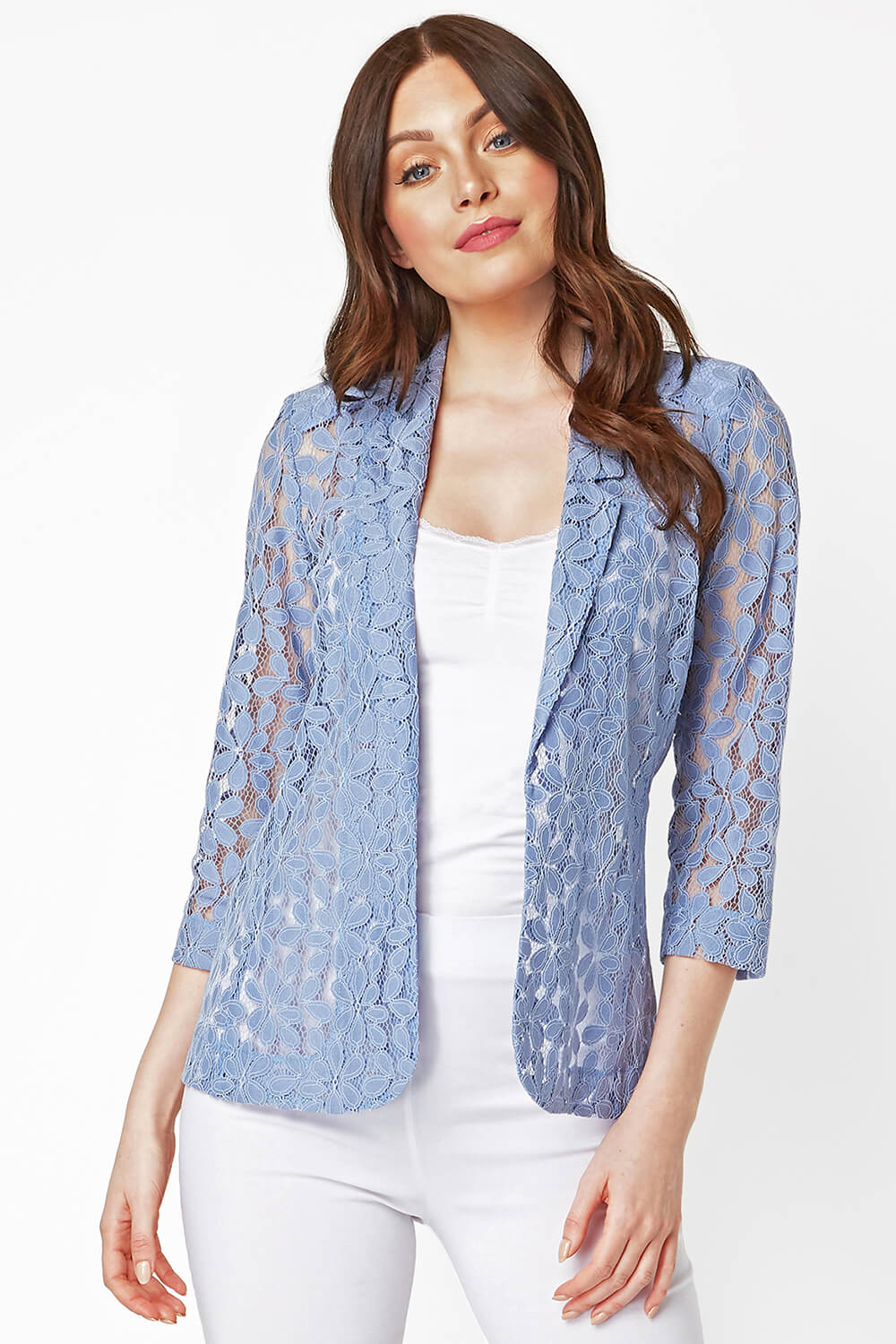 Petal Lace Jacket in Blue - Roman Originals UK