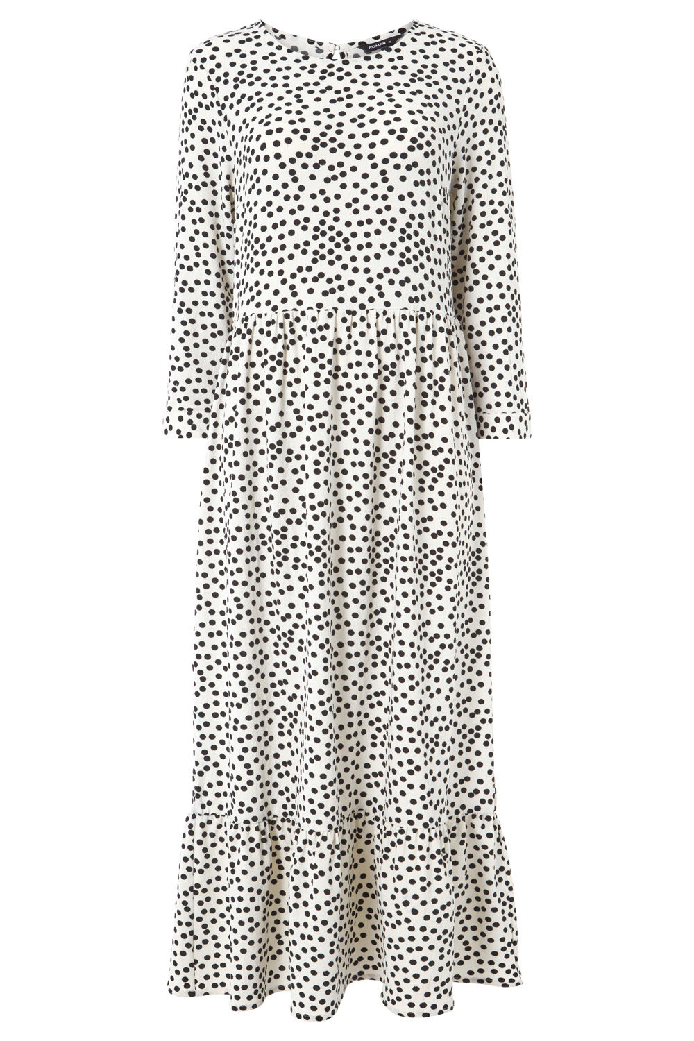 Polka Dot Print Tiered Maxi Dress in Ivory - Roman Originals UK