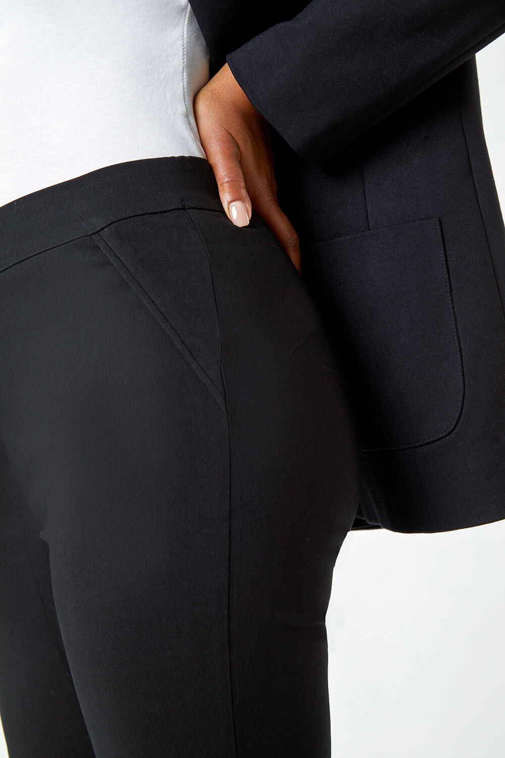 Black Petite Mock Pocket Stretch Trouser , Image 5 of 5