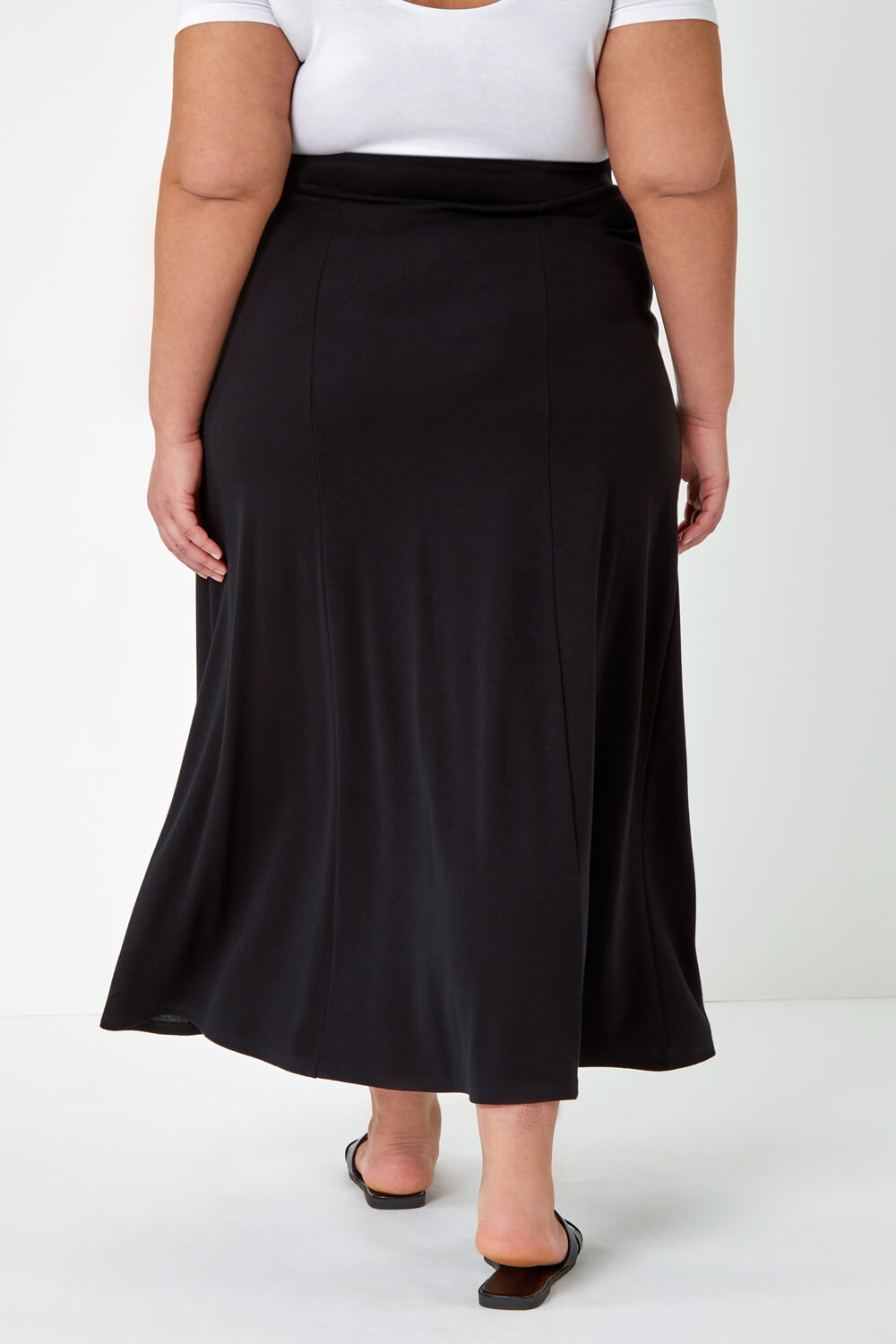 Curve Panelled Midi Skirt in Black - Roman Originals UK