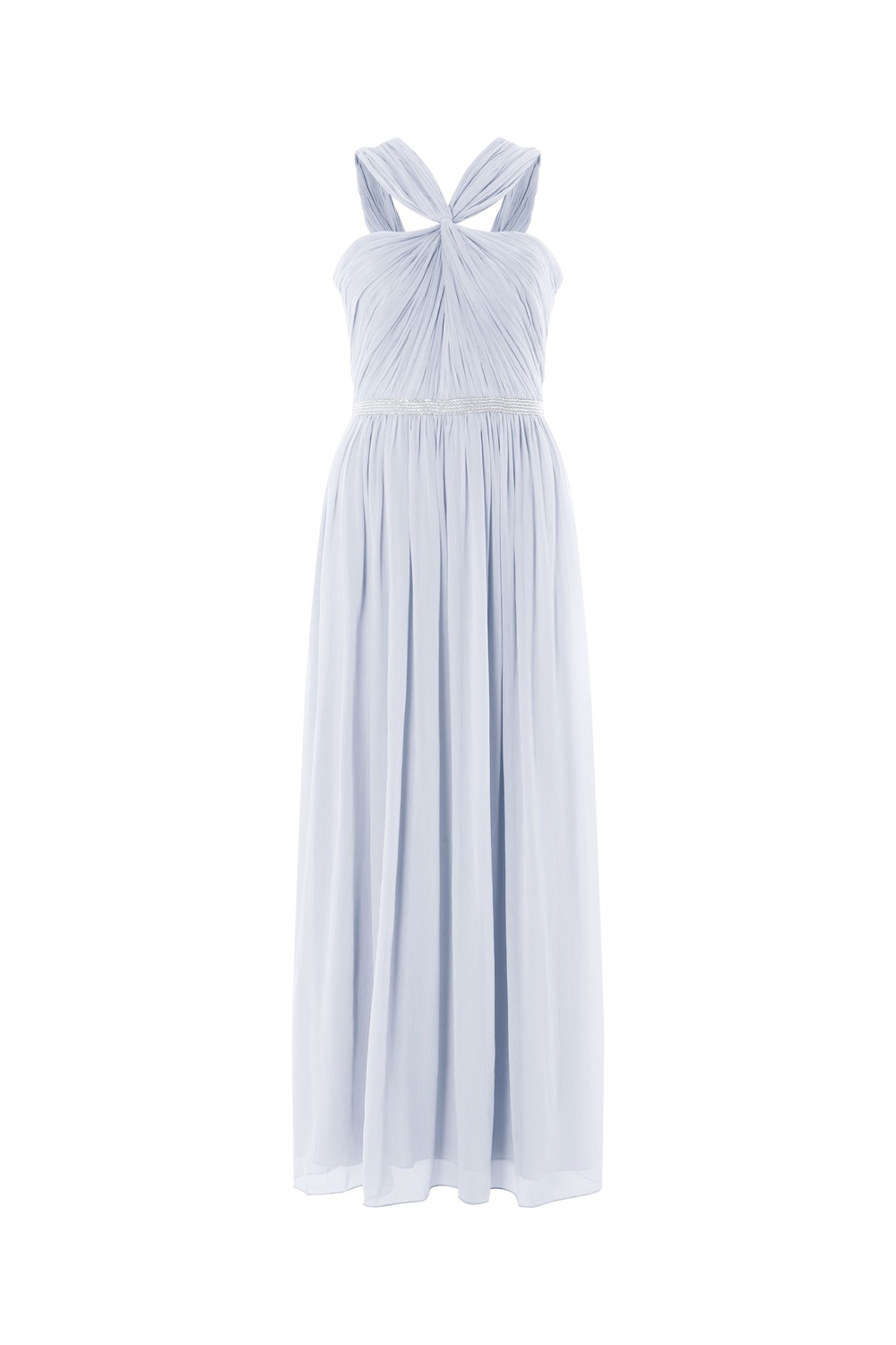 Bead Embellished Halterneck Maxi Dress in Light Blue - Roman Originals UK