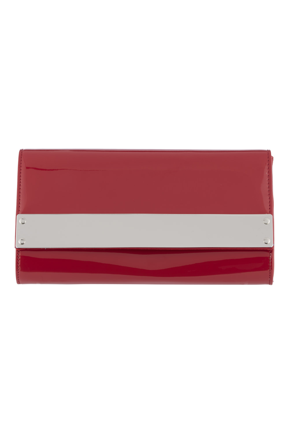 red patent clutch bag