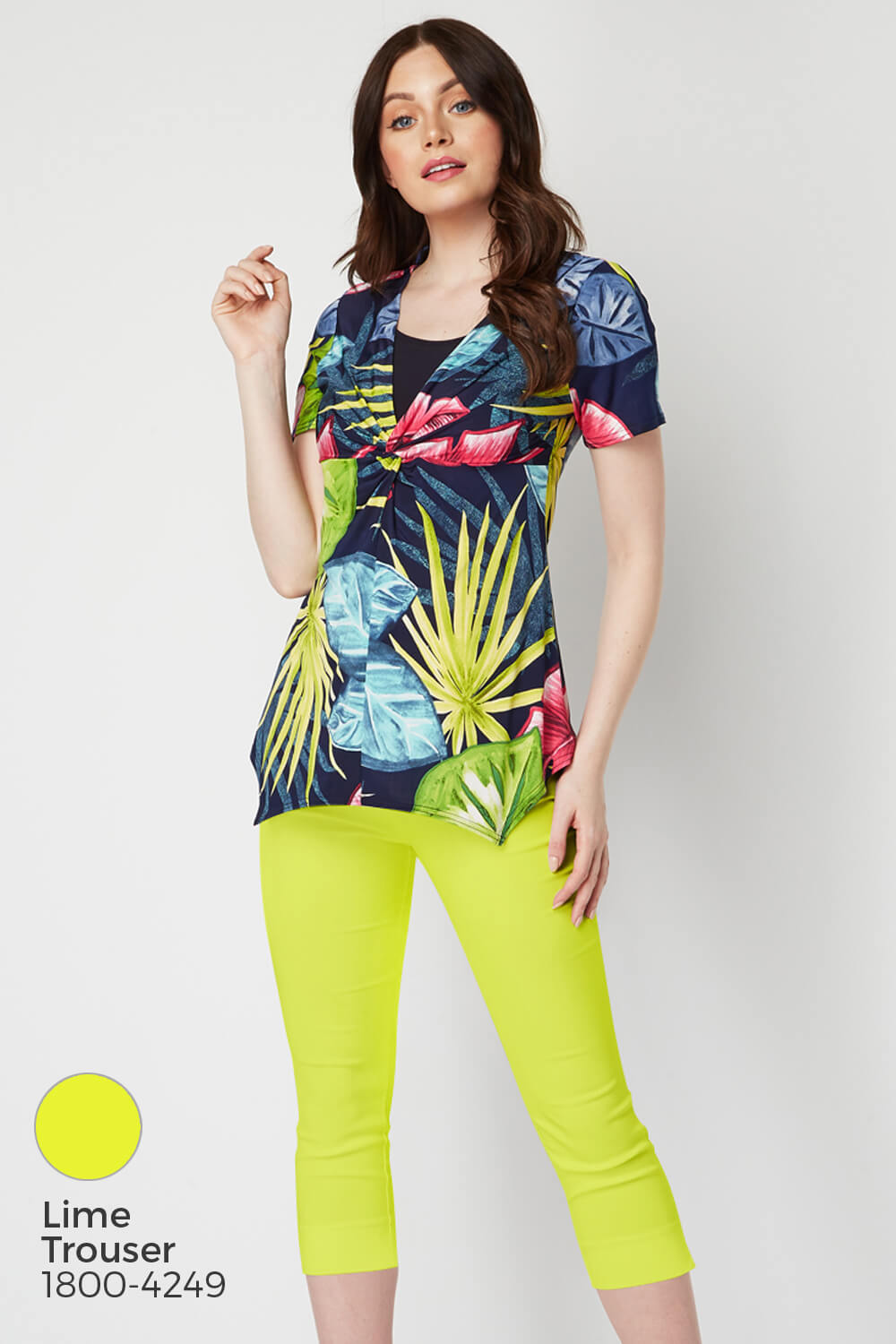 Multi Coloured Tropical Print Twist Front Top, Image 7 of 8