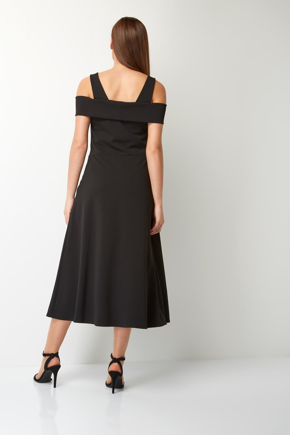 Cold Shoulder Evening Dress in Black - Roman Originals UK